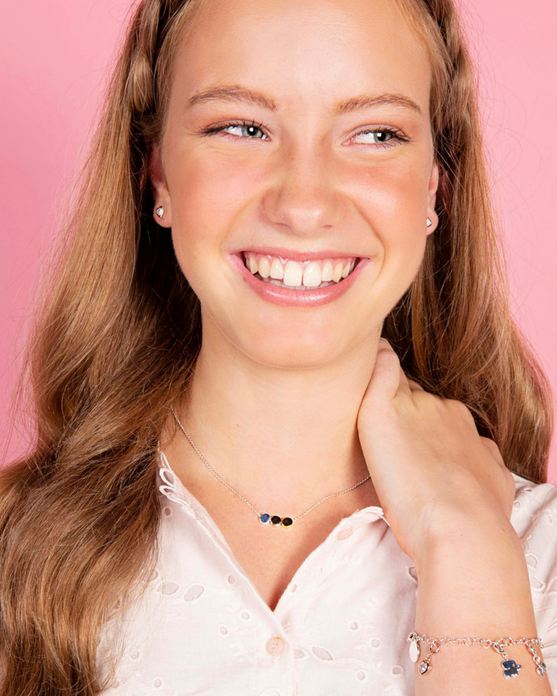 Teen Three Floating Circles Necklace - Sterling Silver