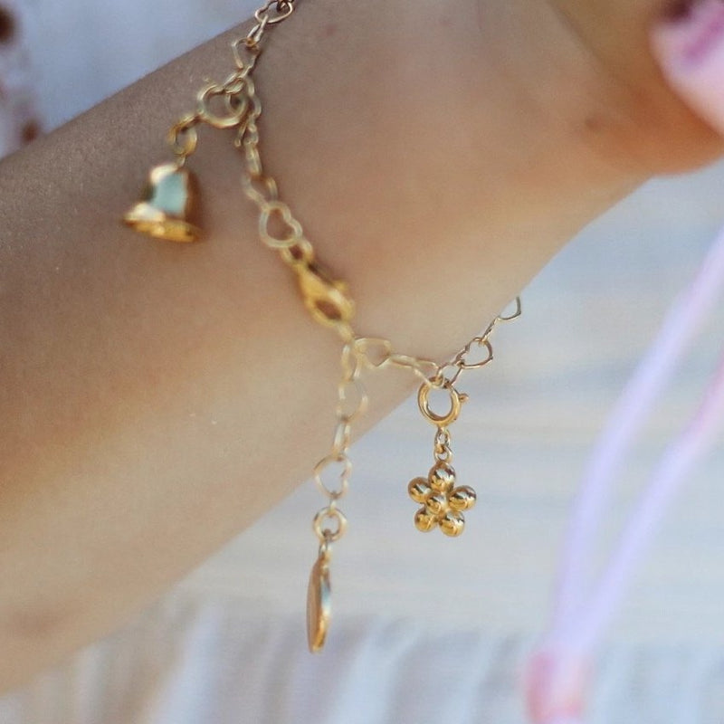Children's Gold Flower Charm for charm bracelet
