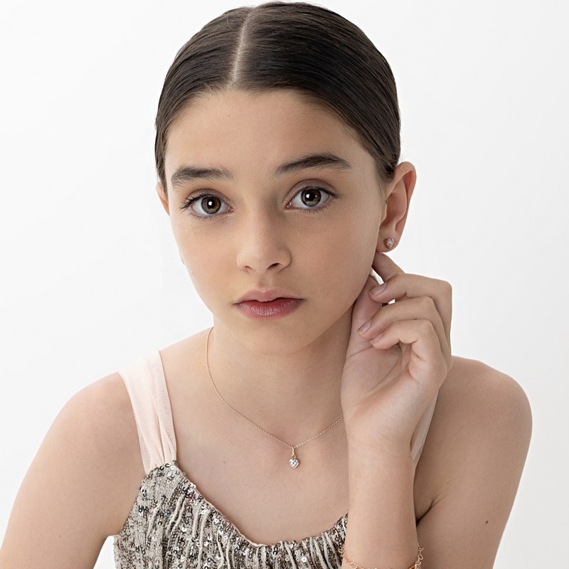 Sparkle Heart Pendant & Children's Necklace - Rose Gold