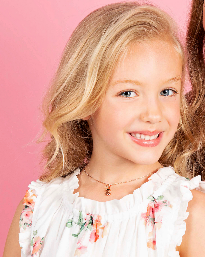 Teddy Bear Pendant & Children's Necklace - Rose Gold