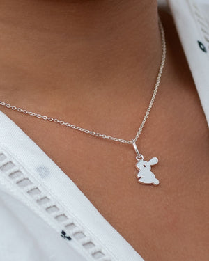 Fluffy Bunny Rabbit Pendant - Sterling Silver