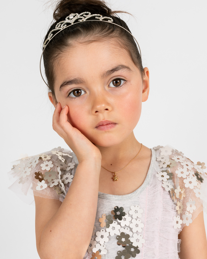 Flickering Flower Pendant & Children's Necklace - Yellow Gold