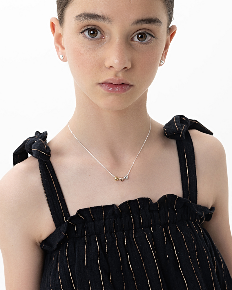 Teen Three of Puff Hearts Necklace