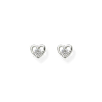 Heart shaped earrings with CZ diamond in the middle 