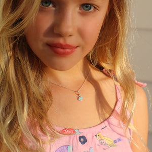 Children's Bee Necklace on teen girl wearing pink dress
