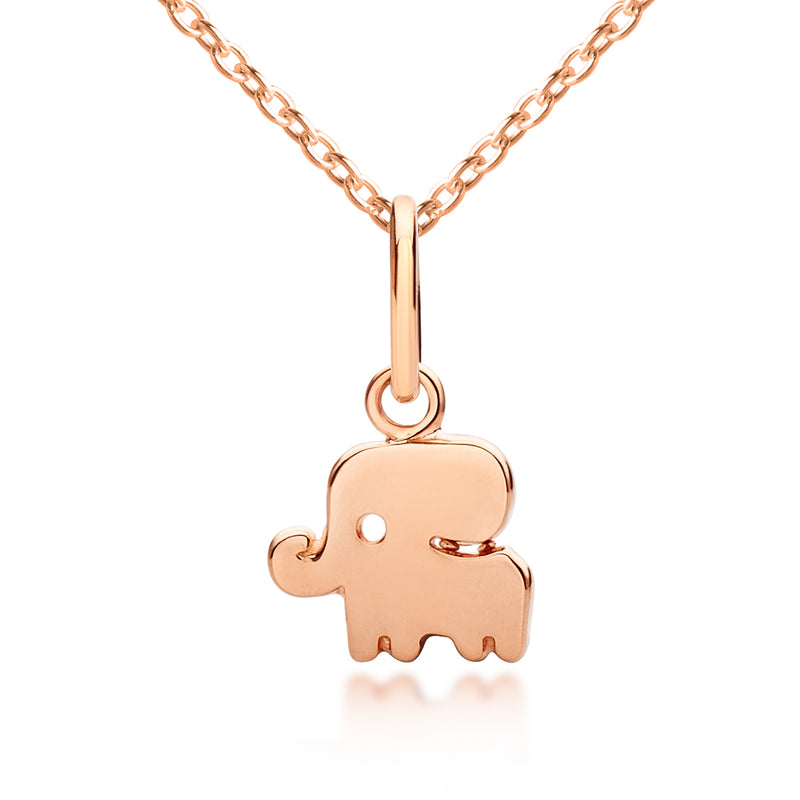 18 karat rose gold children's elephant pendant
