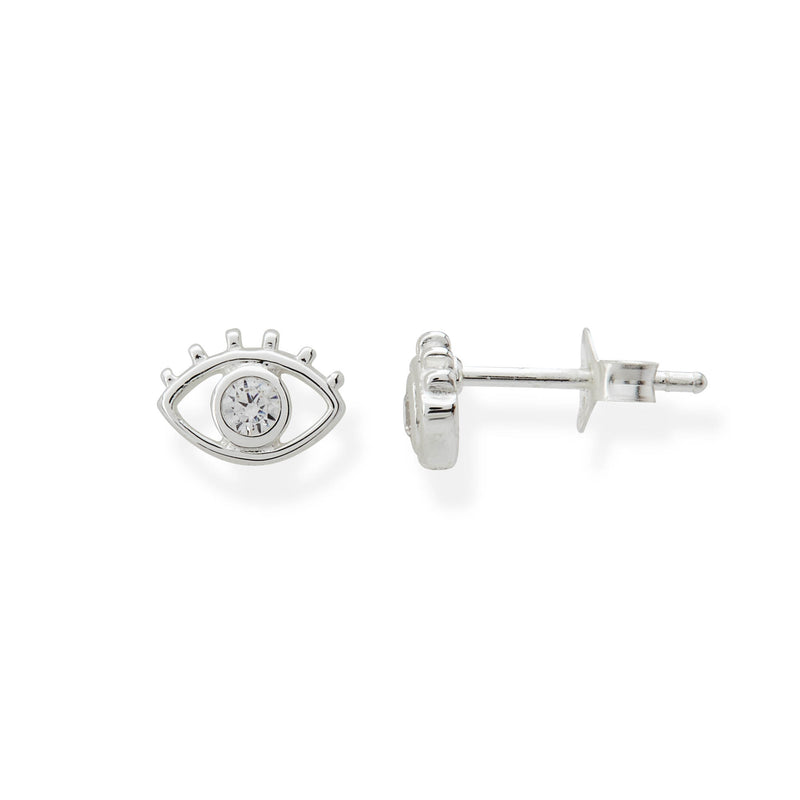 Evil Eye Earrings Front and side view