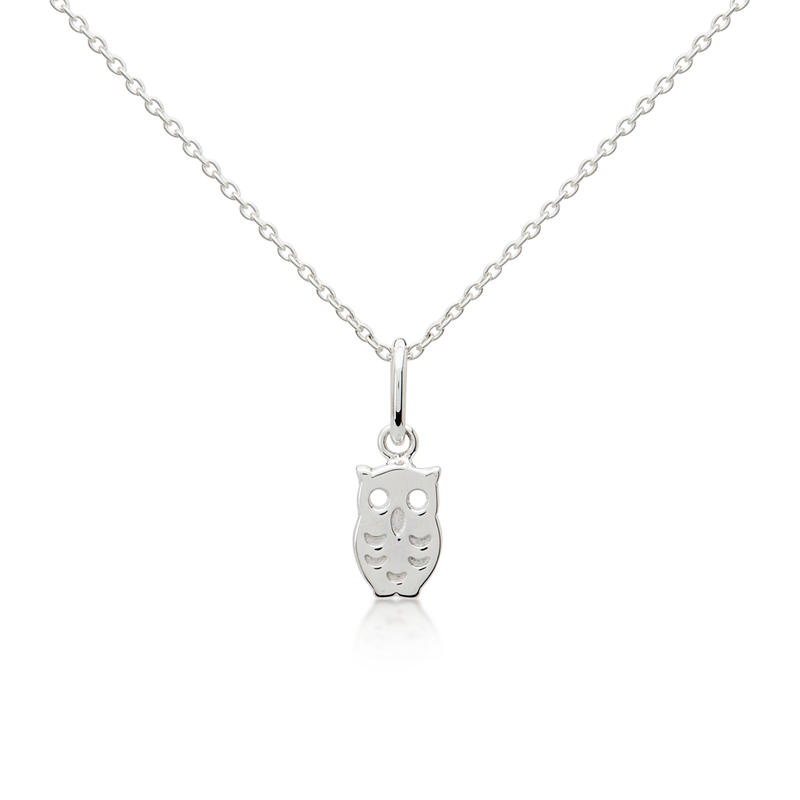Silver Owl Necklace on Italian sourced necklace chain