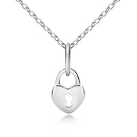 children's Sterling Silver Love Lock Pendant & Necklace