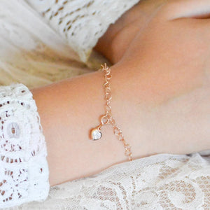 Girl's Heart Charm - Rose Gold Charm on Charm Bracelet