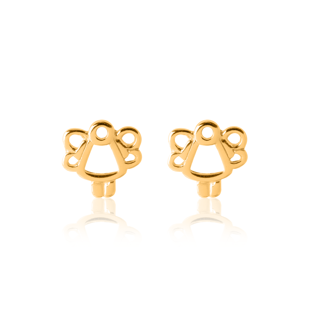 Children's Angel Earrings - Yellow Gold
