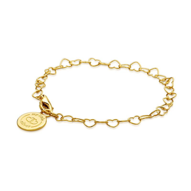 Chain Of Hearts Children's Charm Bracelet - Gold Bracelet