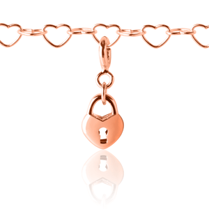 Girl's charm - love lock charm on charm bracelet