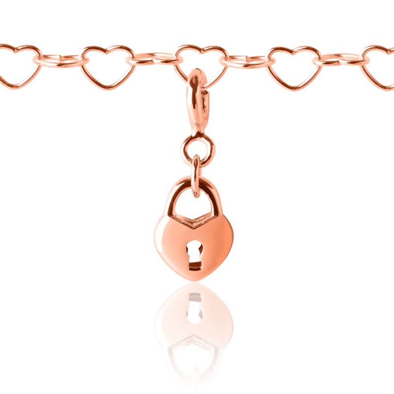 Girl's charm - love lock charm on charm bracelet
