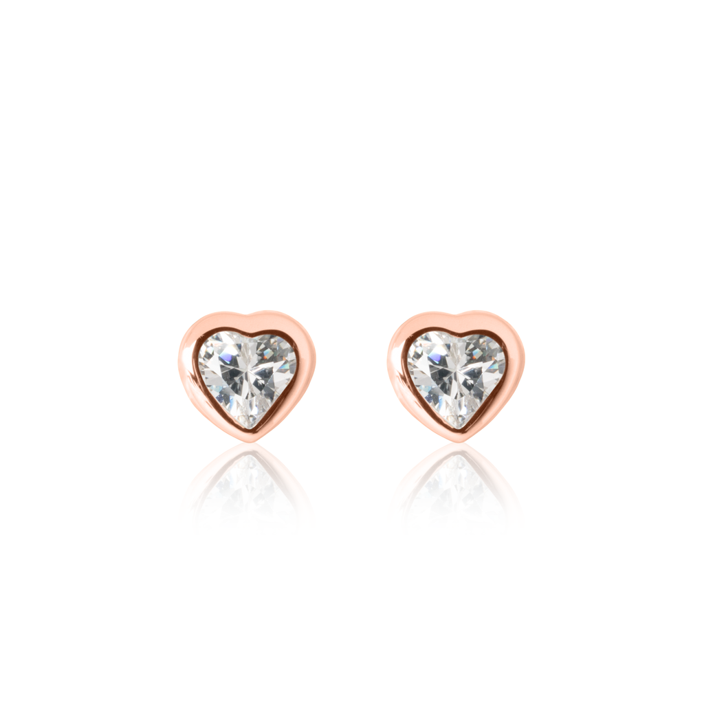 Kid's Sparkle Heart Earrings Rose Gold