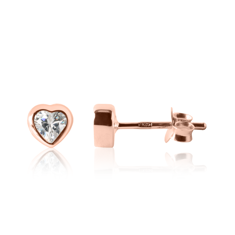 Girl's Heart Earrings Rose Gold - Sparkle heart earrings