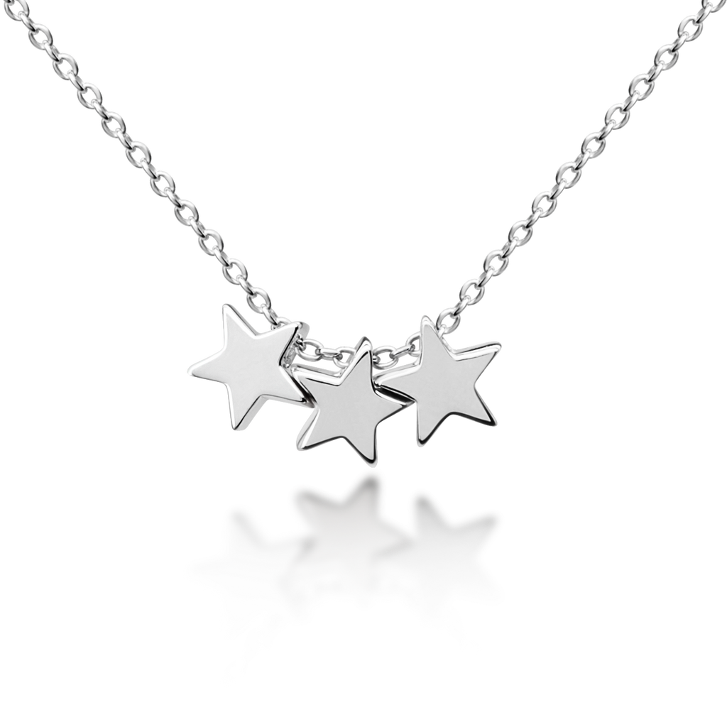 Three Floating Stars Necklace - Sterling Silver
