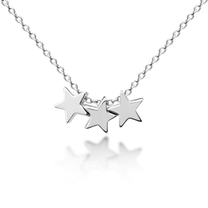 Three Floating Stars Necklace - Sterling Silver