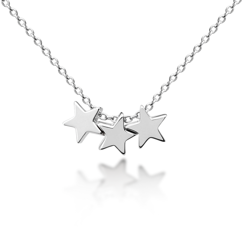 Three Floating Stars Necklace - Sterling Silver
