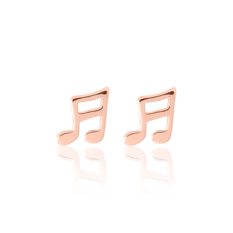 Children's Music Note Earrings In Rose Gold