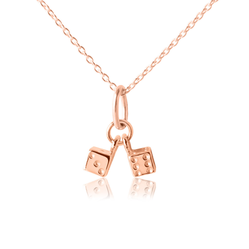 Twinning Dice Pendant & Necklace - Rose Gold