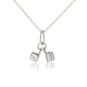 Twinning Dice Pendant & Necklace - Silver