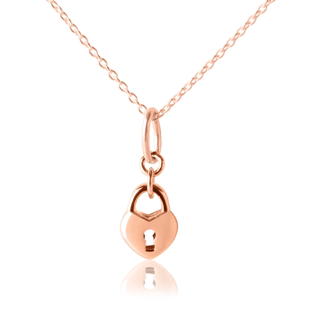 Children's Love Lock Pendant. Rose Gold Girl's Necklace