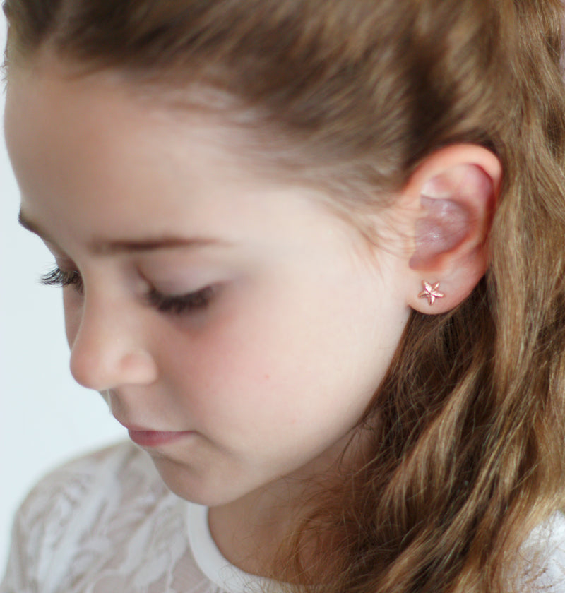 Children's Rose Gold Star Earrings 