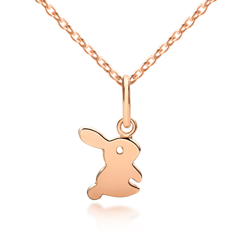 Kid's Bunny Pendant Rose Gold on Adjustable necklace