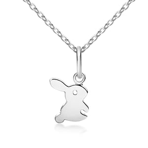 Kid's Bunny Rabbit Pendant & Necklace - Silver