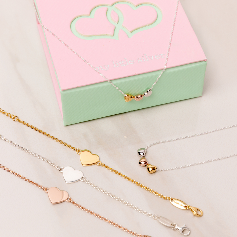 Teen Three of Puff Hearts Necklace